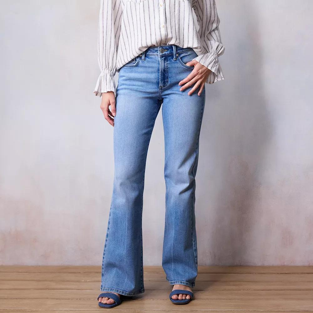 Women's LC Lauren Conrad Super High Waisted Flare Jeans, Size: 12 Short, Tara Blue Product Image