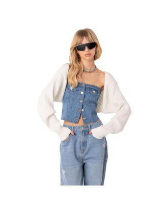 Womens Sleeves Sweater Ribbed Knit Product Image
