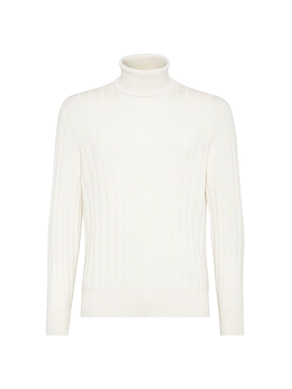 Mens Cashmere Flat Rib Turtleneck Sweater Product Image