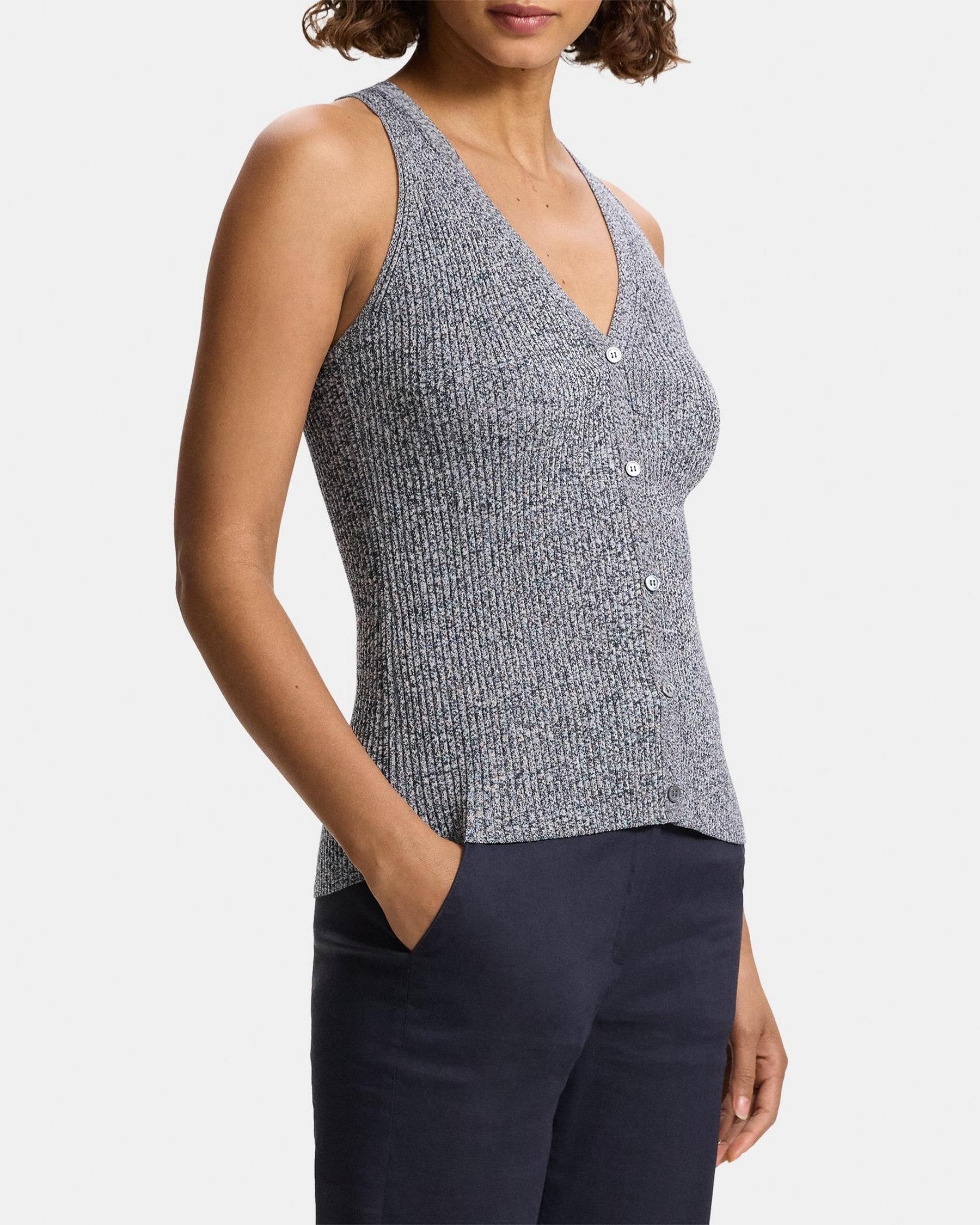 Ribbed Vest in Cotton-Blend Product Image