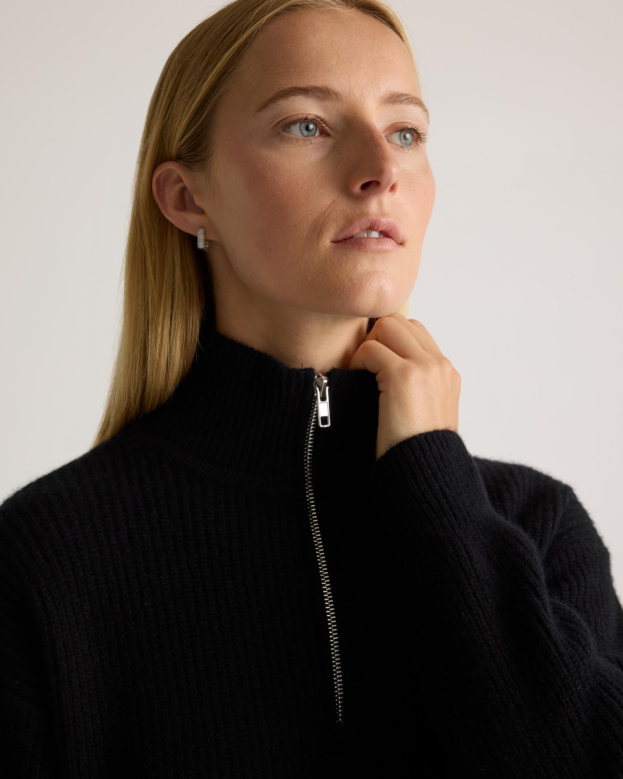 Quince | Women's Mongolian Cashmere Fisherman Quarter Zip Sweater Size XL Product Image