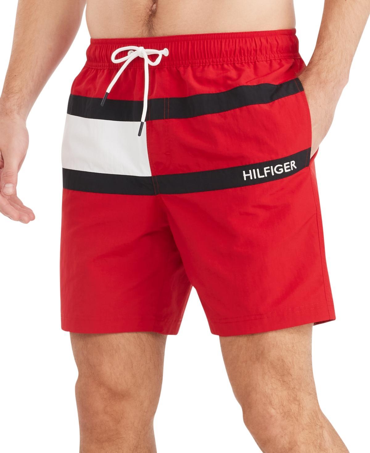 Men's Tommy Hilfiger 7" Flag Swim Trunks, Size: Medium, Red Product Image