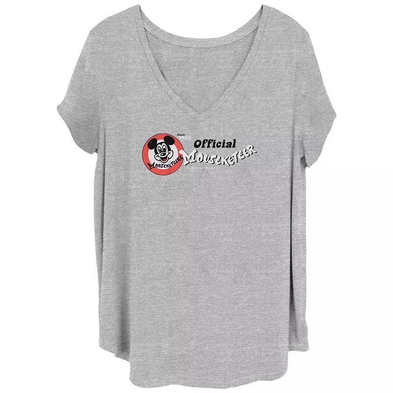 Disney's 100th Anniversary Women's Mickey Mouse Club Official Mouseketeer 1955 V-Neck Tee, Girl's, Size: 4XL, Grey Gray Product Image