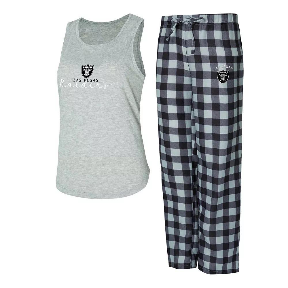 Womens Concepts Sport Gray/Black Las Vegas Raiders Petition Tank Top and Pants Sleep Set Product Image