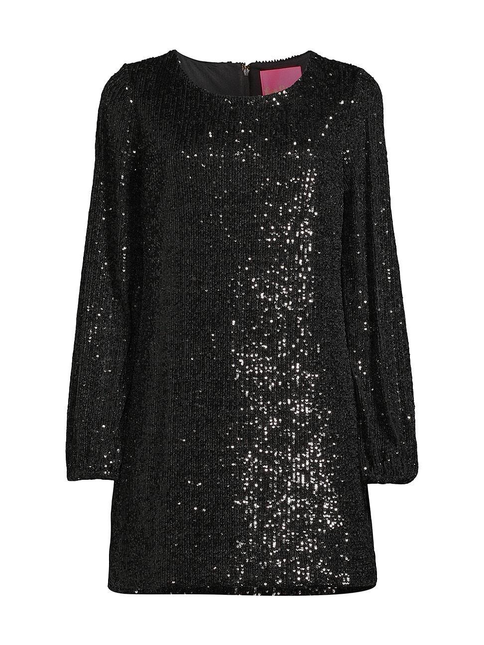 Lilly Pulitzer Nicoline Long-Sleeve Romp (Onyx Treasure Box Sequin Knit) Women's Dress Product Image