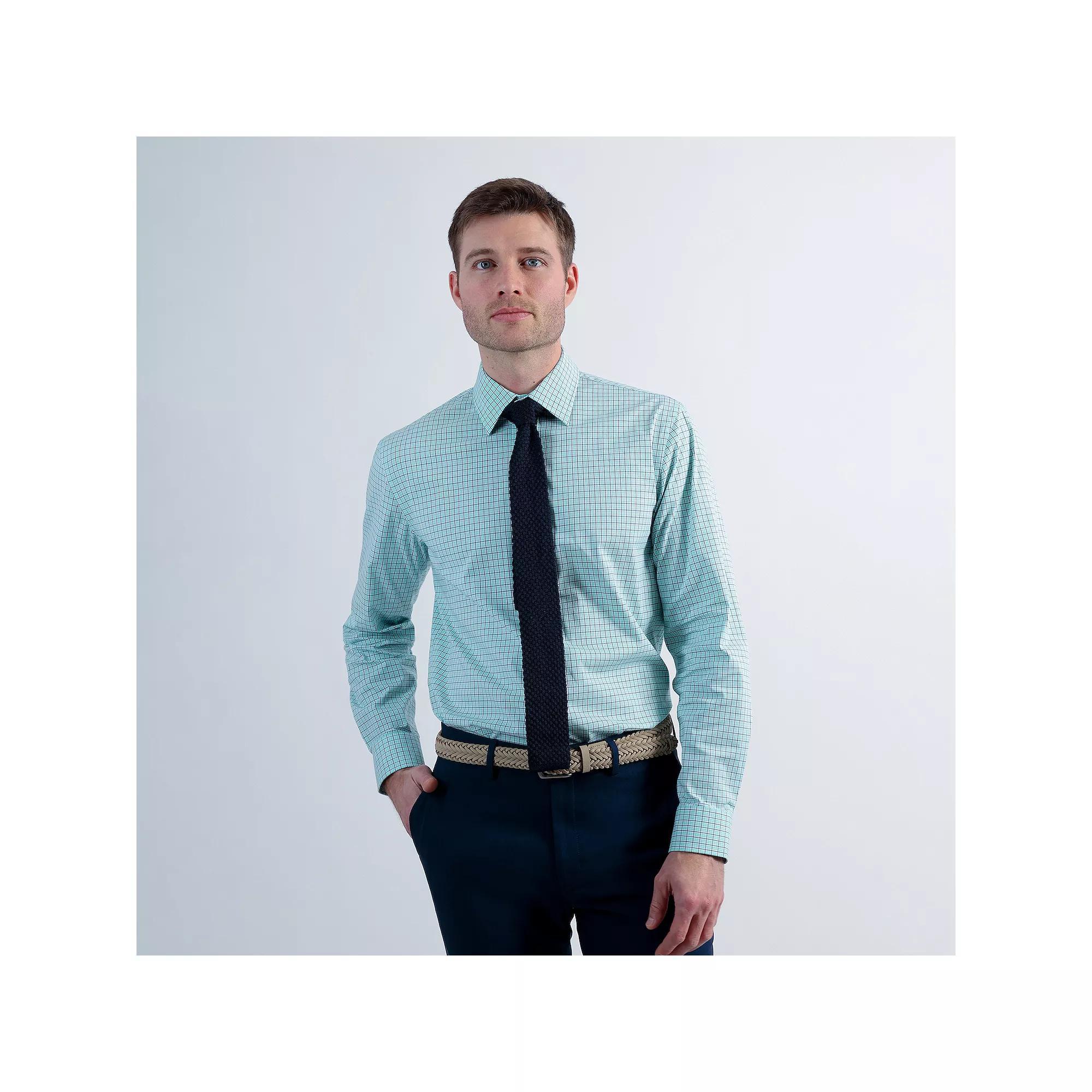 Mens Haggar Premium Comfort Classic Fit Dress Shirt Blue Grid Product Image