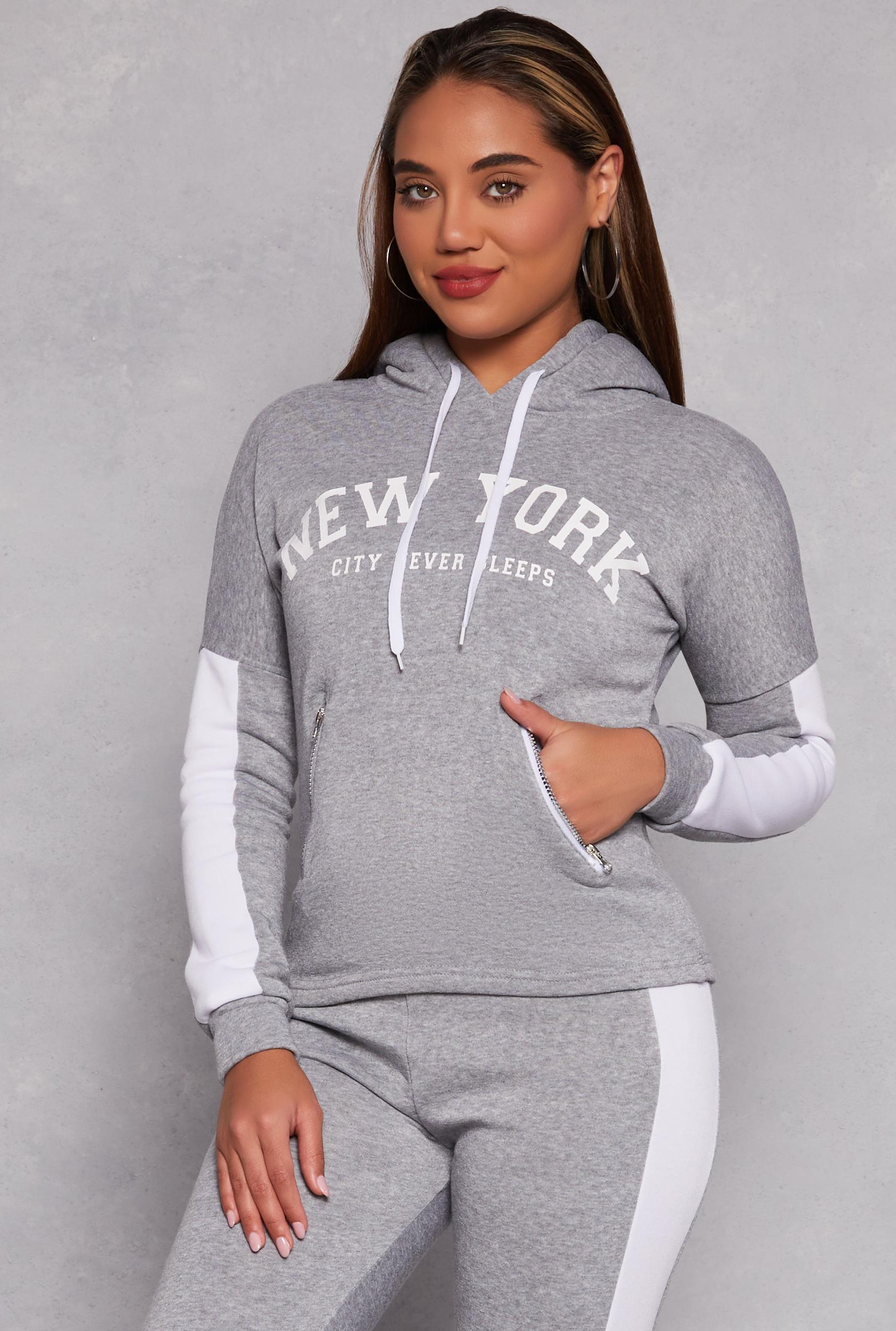 Womens New York Sherpa Lined Pullover Hoodie Product Image