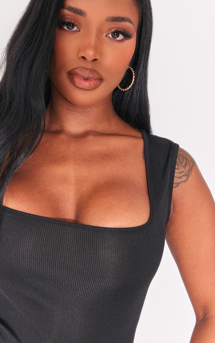 Shape Black Ribbed Square Neck Sleeveless Bodysuit Product Image