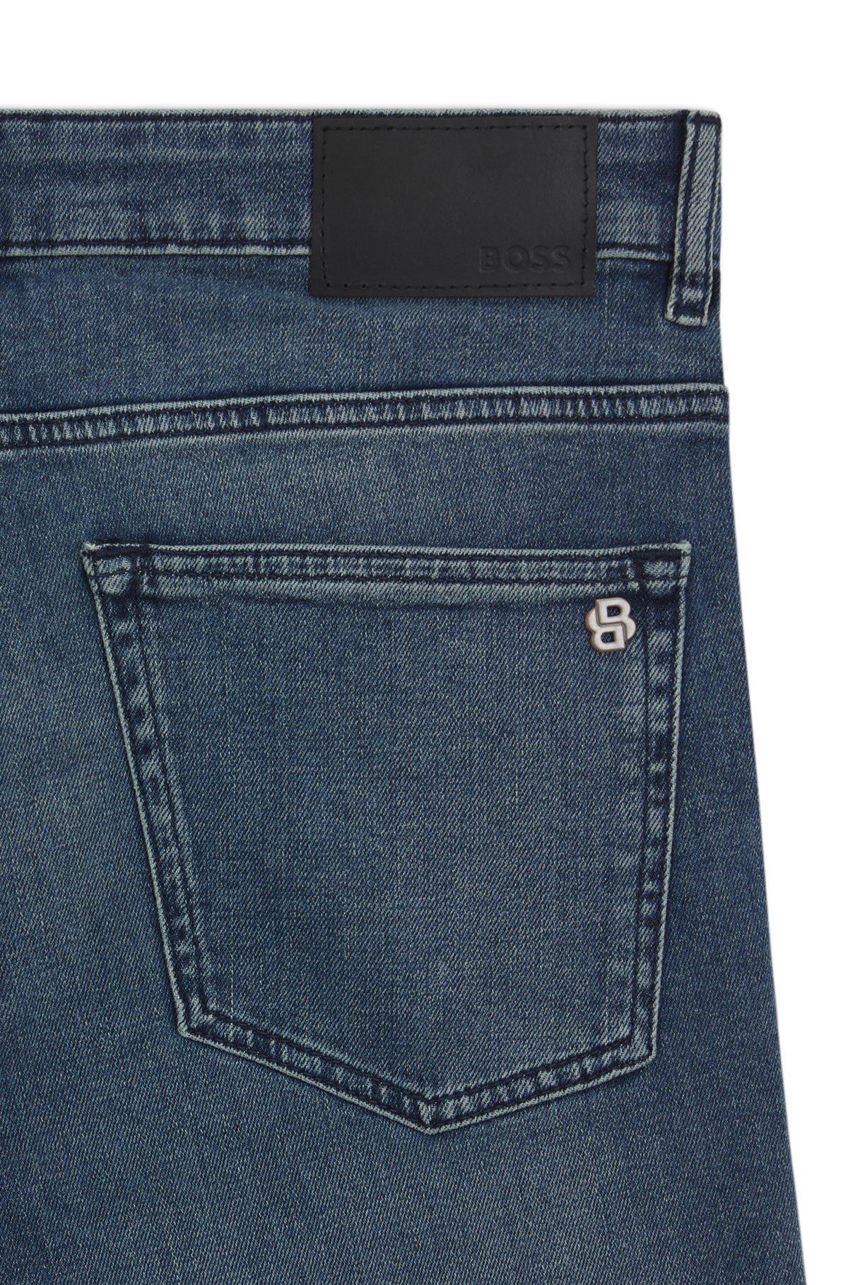 BOSS - Delaware slim-fit jeans in blue comfort-stretch denim - Blue Product Image