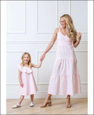 Hope & Henry Womens' Sleeveless Tiered Wrap Dress, Womens in Ballet Pink Linen at Nordstrom, Size 4 Product Image