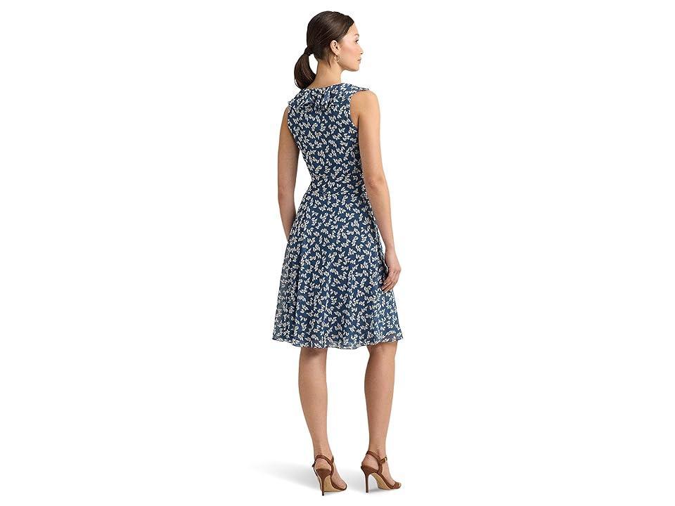 Lauren Ralph Lauren Floral Ruffle-Trim Georgette Dress Cream) Women's Clothing Product Image