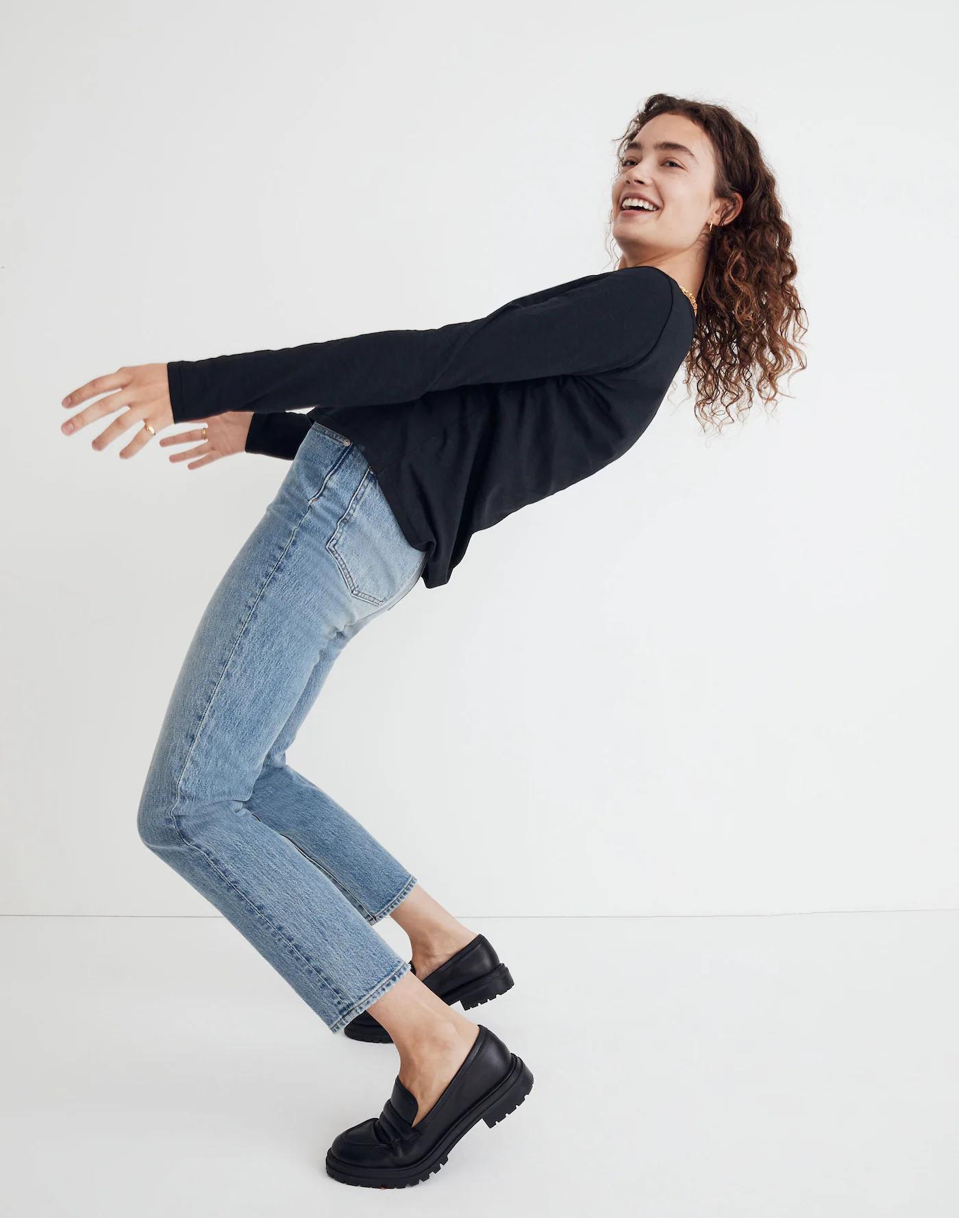 Whisper Cotton Rib-Crewneck Long-Sleeve Tee Product Image