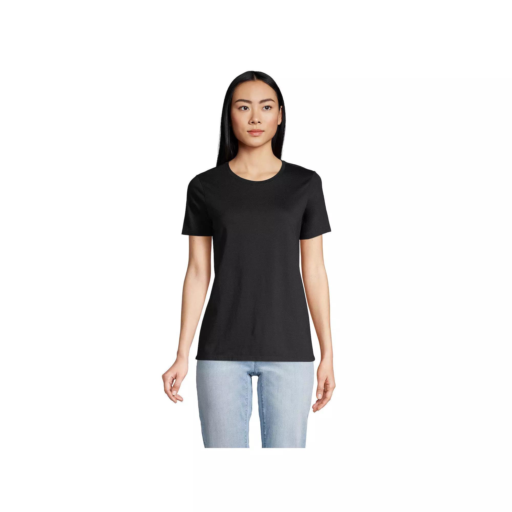 Petite Lands' End Relaxed-Fit Supima Cotton Crewneck Tee, Women's, Size: Medium Petite, Black Product Image