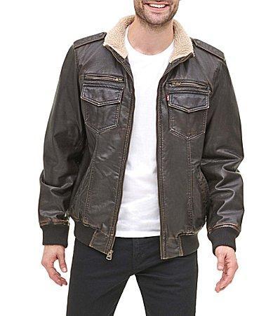 Levi's(r) Two-Pocket Military Bomber with Sherpa Lining (Dark ) Men's Clothing Product Image