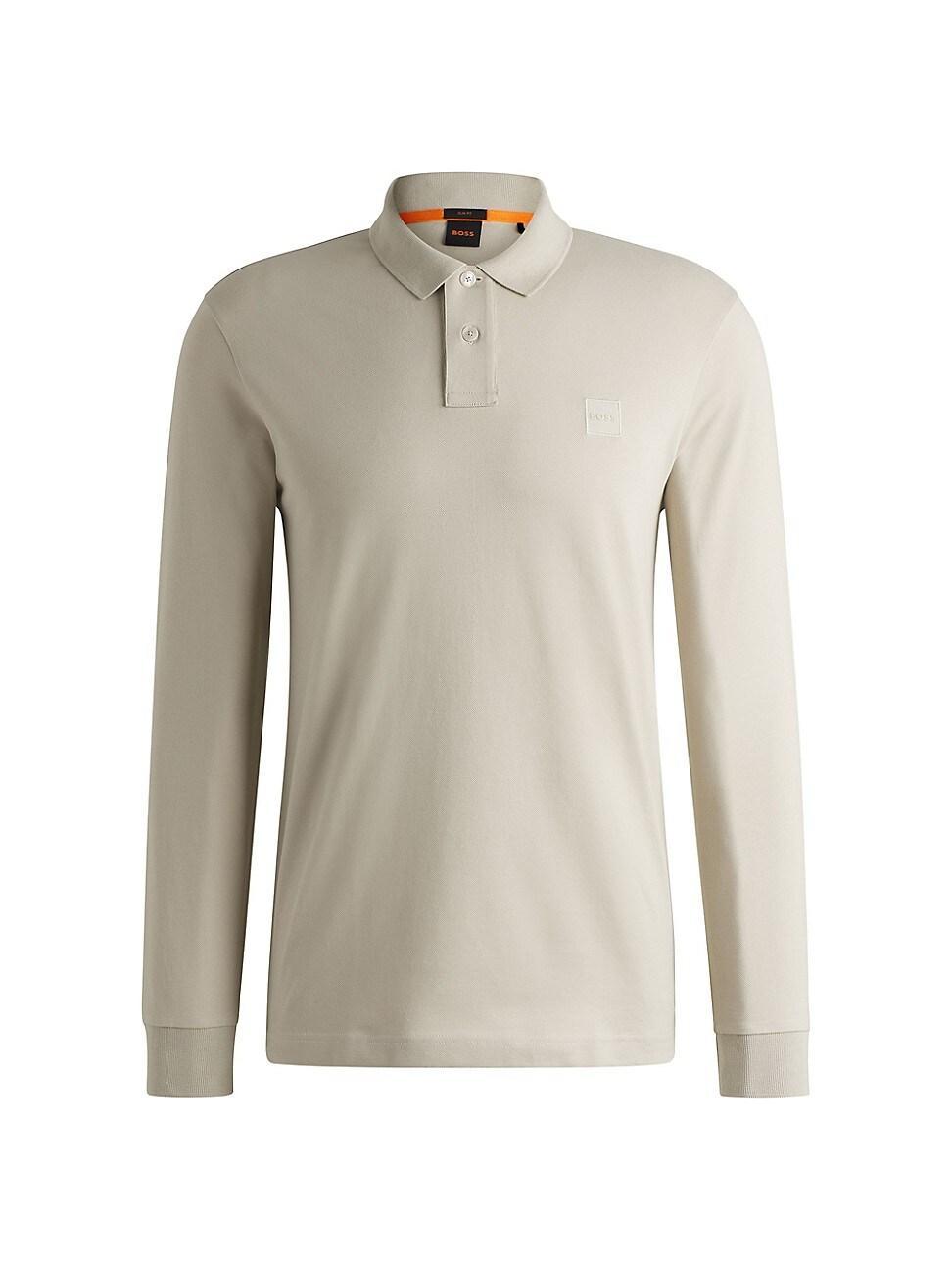Mens Stretch-Cotton Slim-Fit Polo Shirt with Logo Patch Product Image
