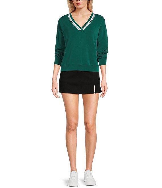Copper Key V-Neck Contrast Trim Long Sleeve Top Product Image