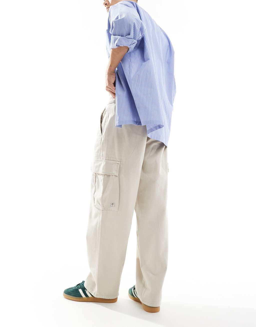ONLY & SONS loose cargo pants in beige Product Image