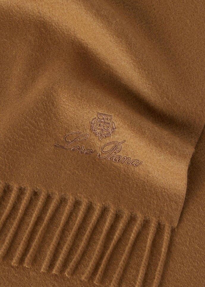 LORO PIANA Grande Unita Fringed-edge Scarf In Brown Product Image