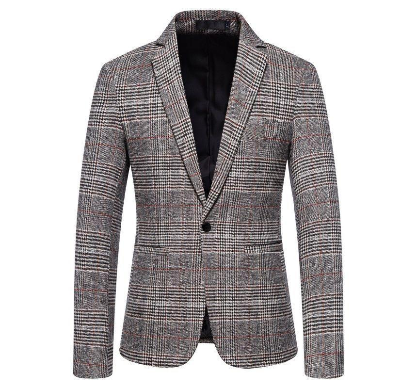 Plaid Single-Button Blazer Product Image