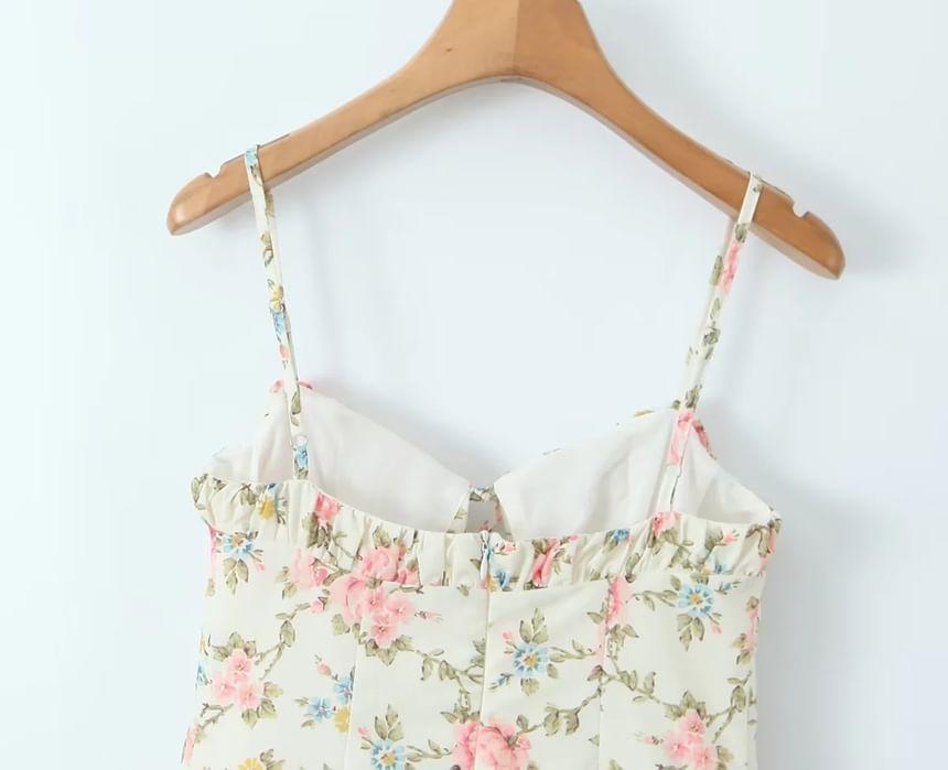 Spaghetti Strap Floral Print Mini A-Line Dress Product Image