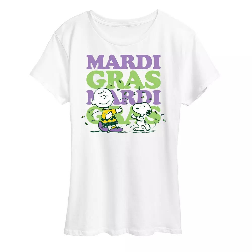 Womens Peanuts Mardi Gras Stack Graphic Tee Product Image