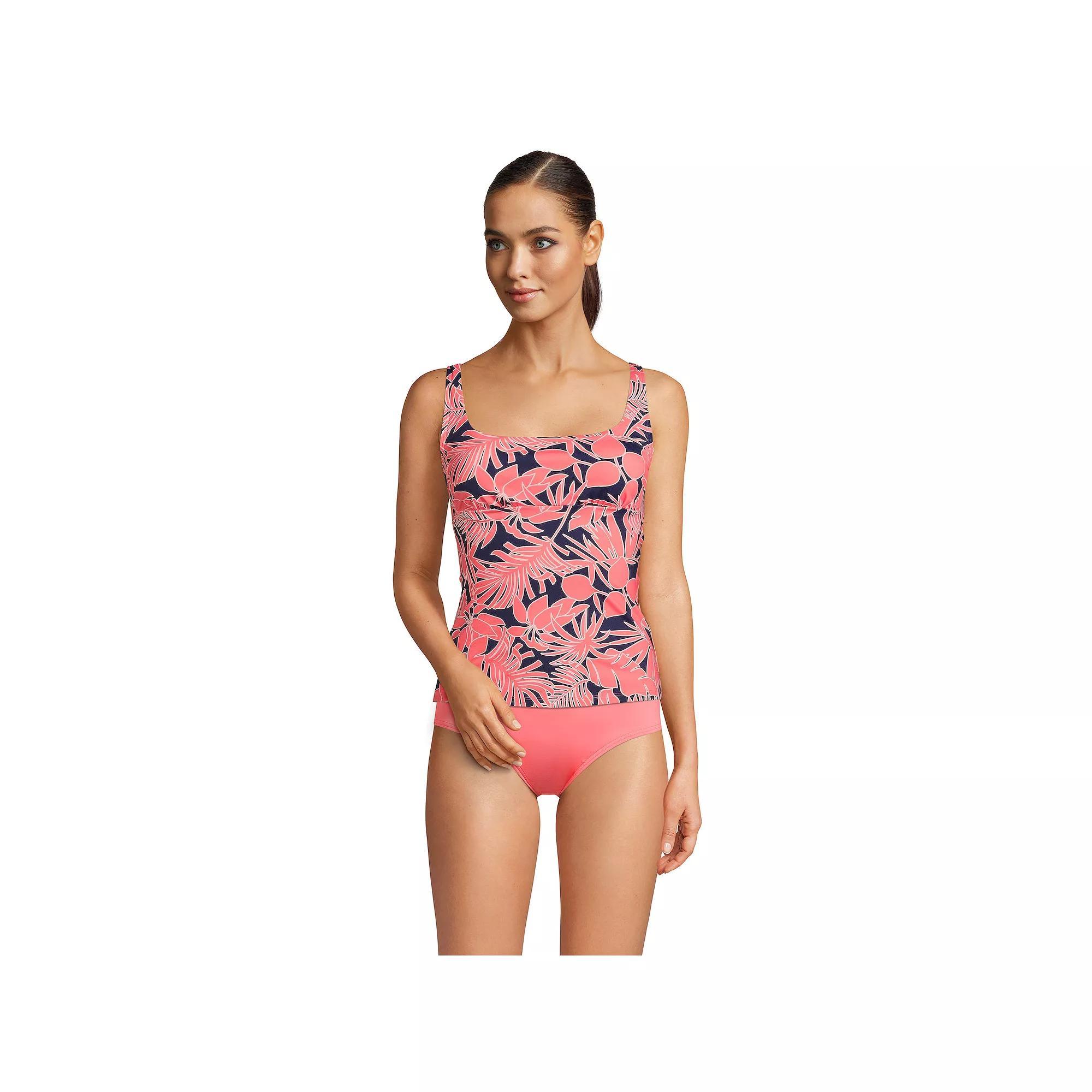 Womens Lands End Bust Minimizer UPF 50 Underwire Tankini Swimsuit Top Lily Blue Foliage Product Image