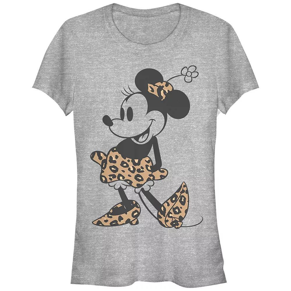 Disney's Minnie Mouse Juniors' Cheetah Print Outfit Fitted Graphic Tee, Girl's, Size: Small, Athletic Grey Product Image