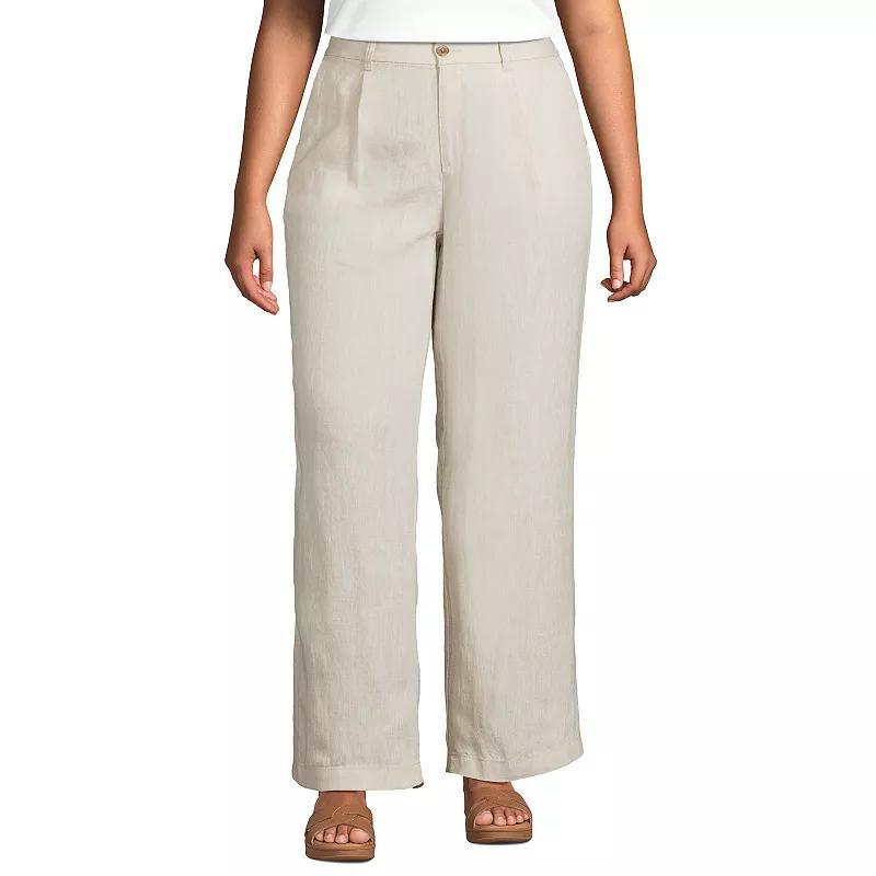 Plus Size Lands End High-Rise Wide-Leg Pleated Pants, Womens Product Image