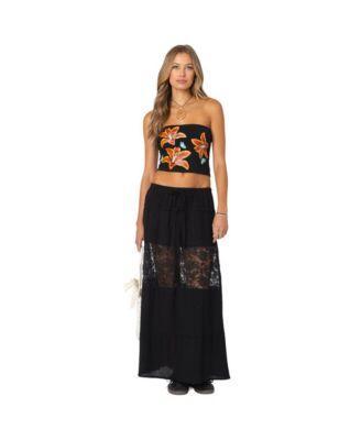 Edikted Womens Double Tie Lace Panel Maxi Skirt Product Image