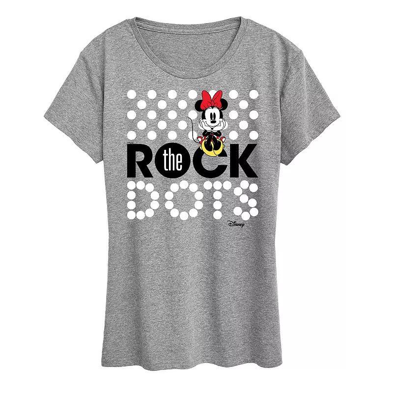 Disneys Minnie Mouse Rock The Dots Graphic Tee, Womens Grey Red Product Image