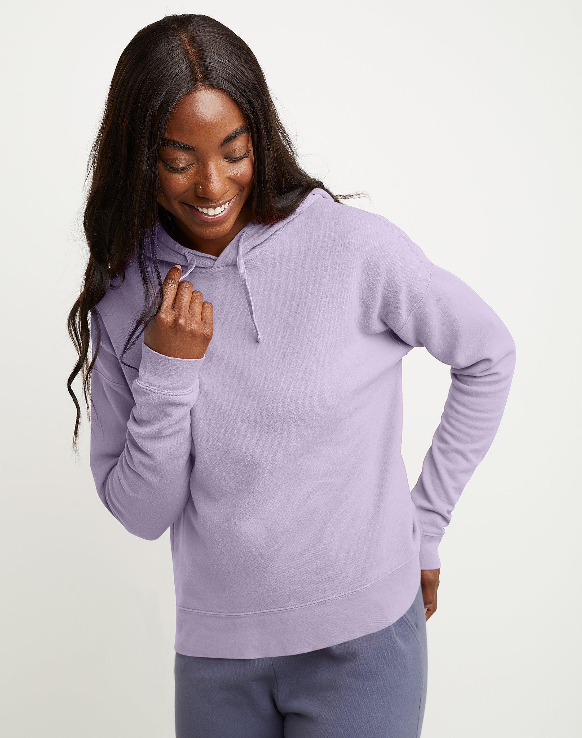 Hanes Womens Garment Dyed Fleece Hoodie Cantaloupe Orange L Product Image