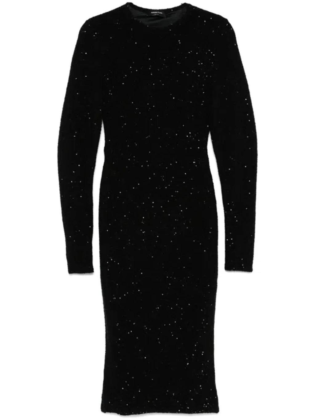 FABIANA FILIPPI Crew-neck Dress With Micro Sequins In Black Product Image