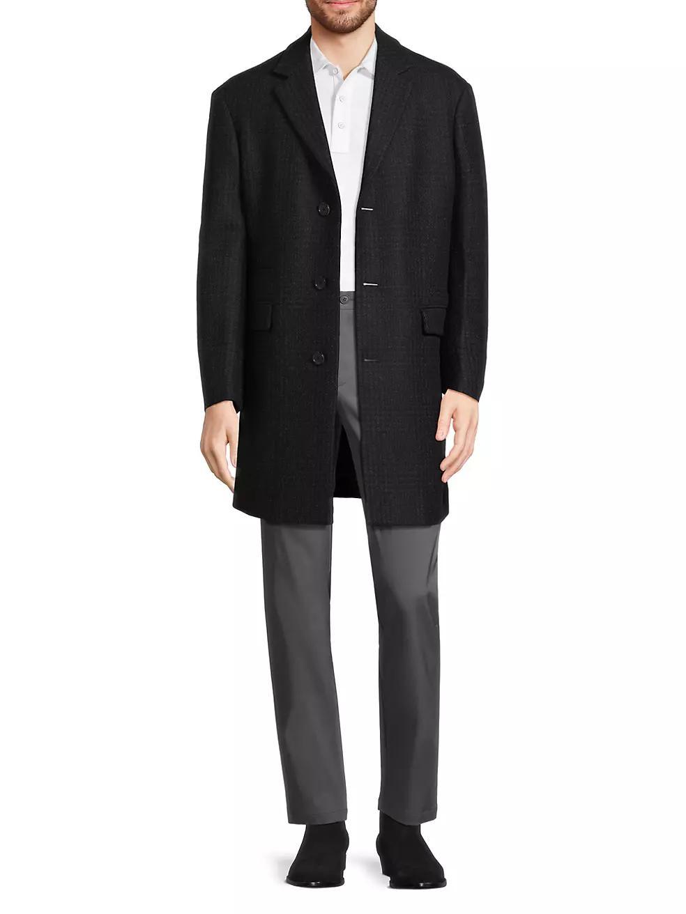 Sherwood Plaid Wool-Blend Coat Product Image