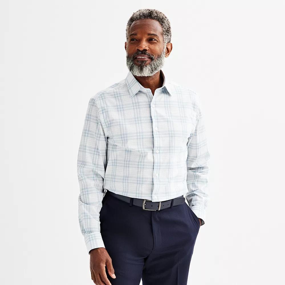 Men's Apt. 9® Premier Flex Regular-Fit Wrinkle Resistant Dress Shirt, Size: Medium-32/33, Gray Geo Dobby Product Image