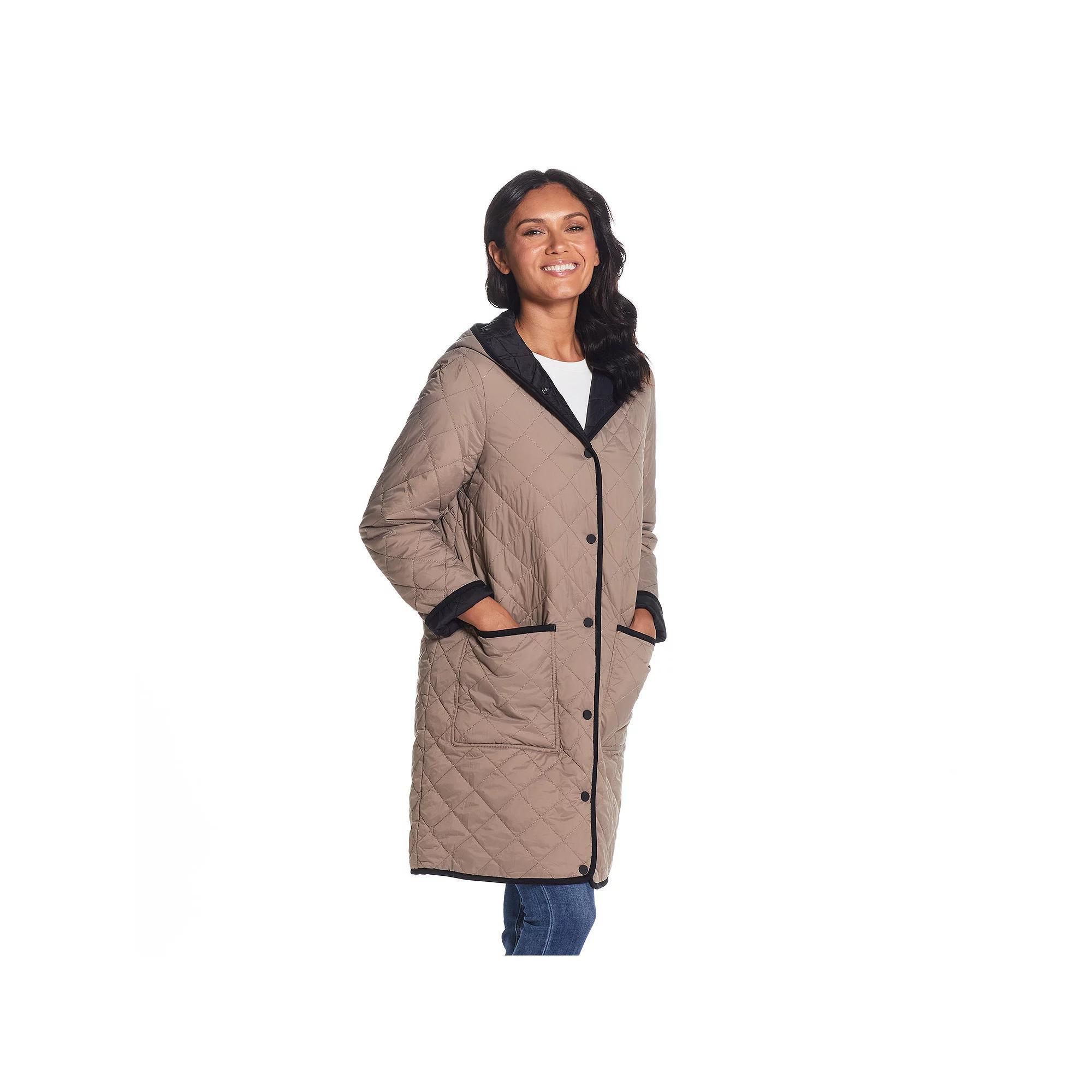 Women's Weathercast Quilted Reversible Duffle Jacket, Size: Medium, Black Loden Product Image