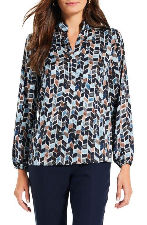 NIC+ZOE Plus Size Herringbone Blues Top Multi) Women's Clothing Product Image