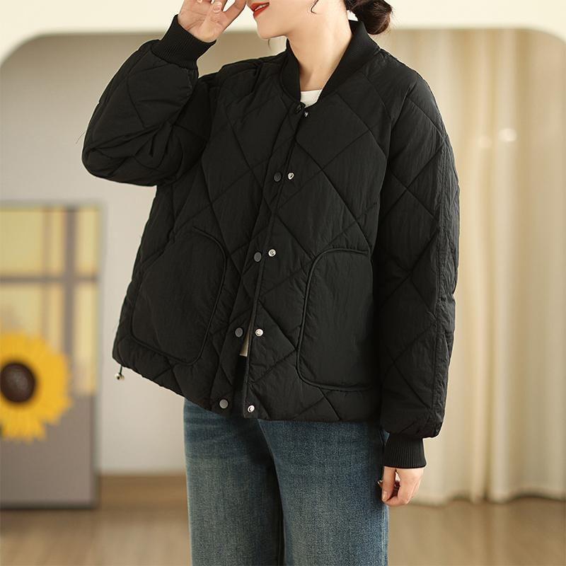 Plain Quilted Single-Breasted Jacket Product Image