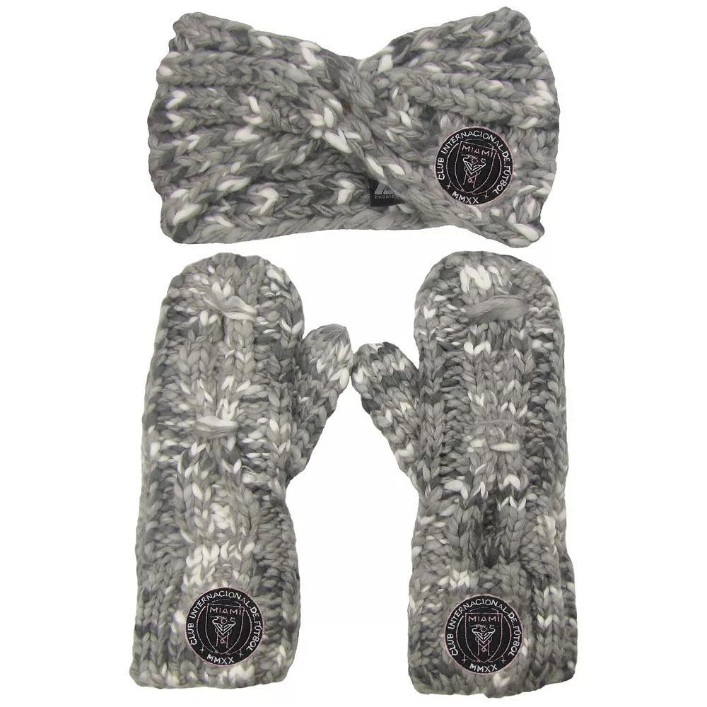 Women's ZooZatz Inter Miami CF Marled Headband and Mittens Set, Mls Grey Product Image