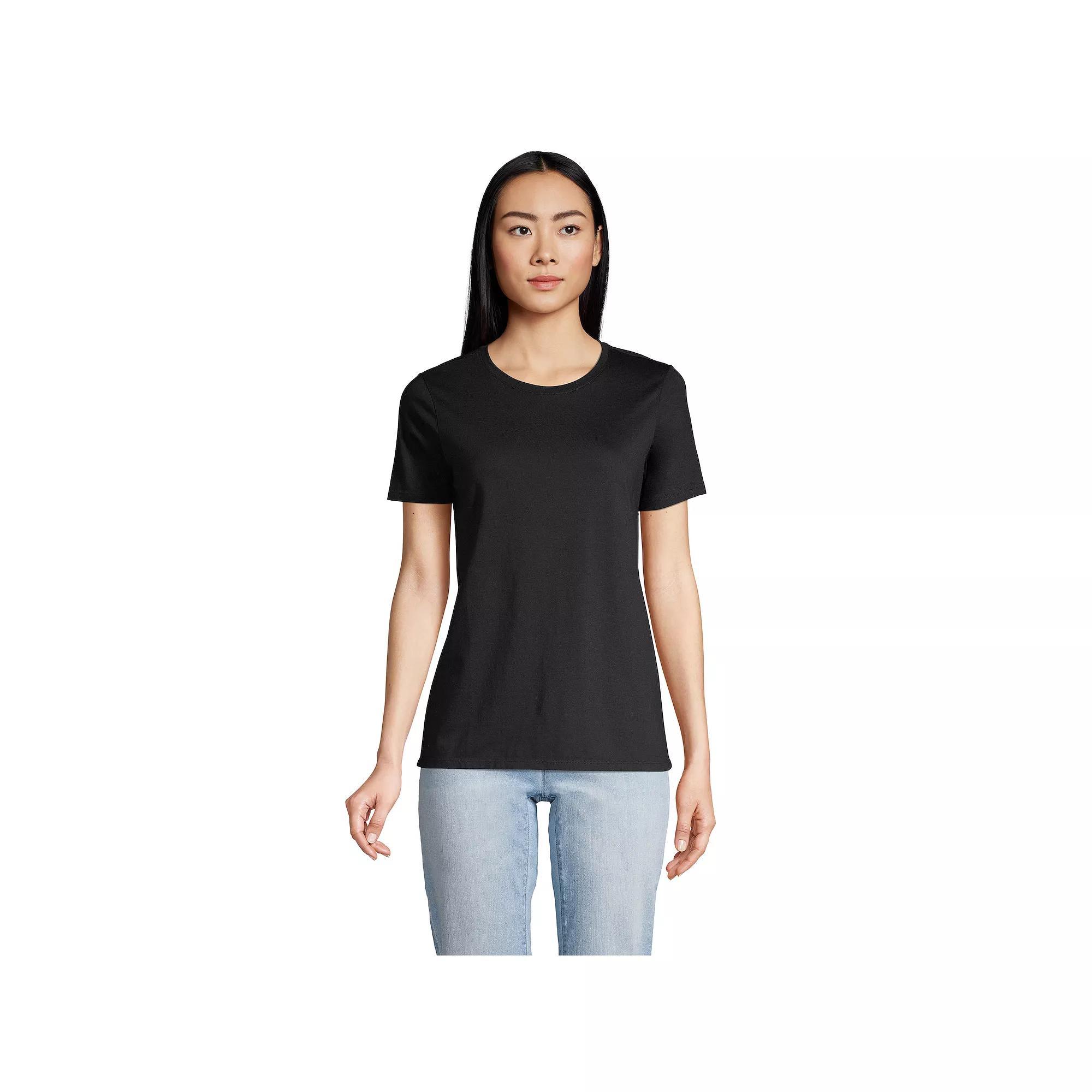 Petite Lands' End Relaxed-Fit Supima Cotton Crewneck Tee, Women's, Size: Medium Petite, Black Product Image