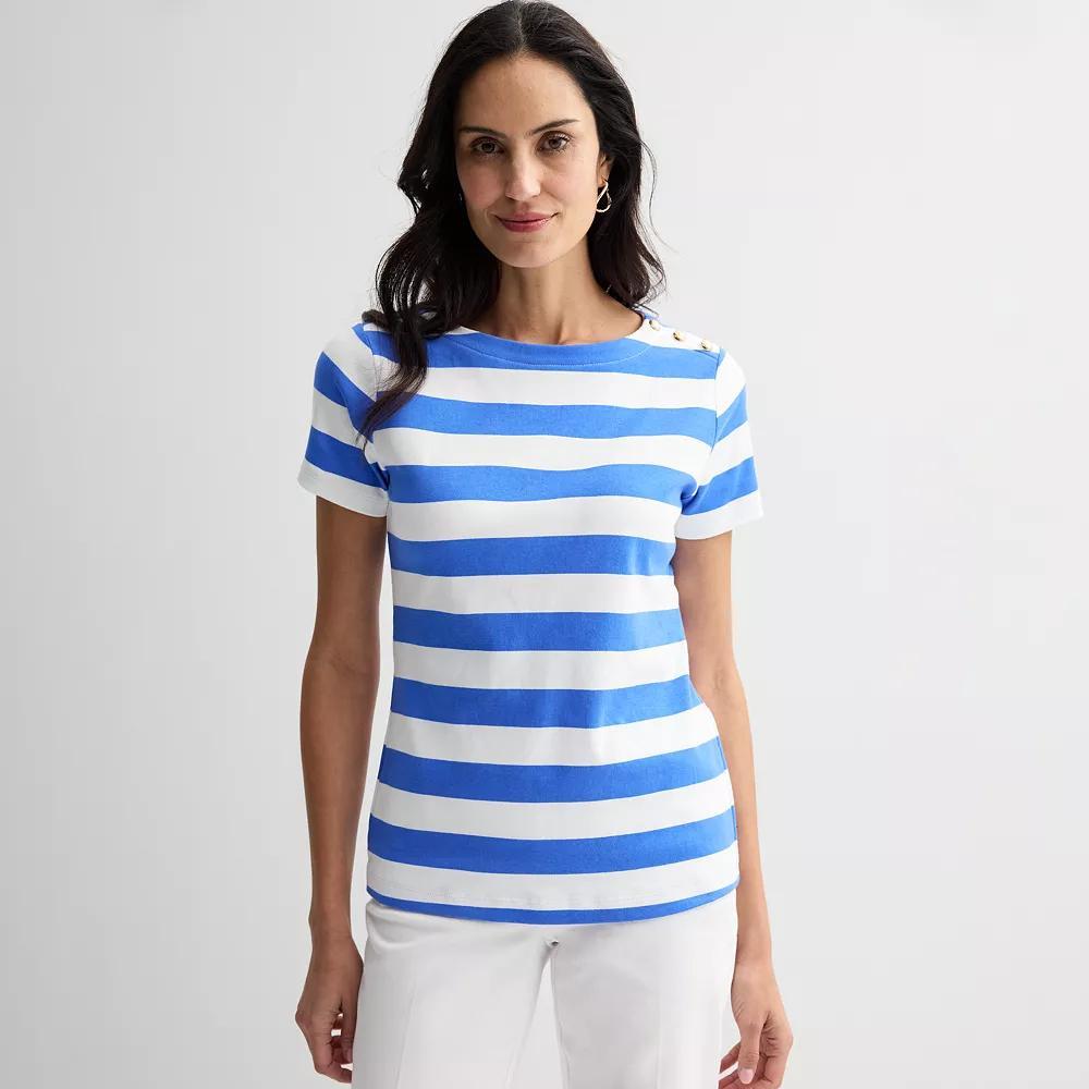 Women's Croft & Barrow® Button Shoulder Tee, Size: XXL, White Shore Product Image