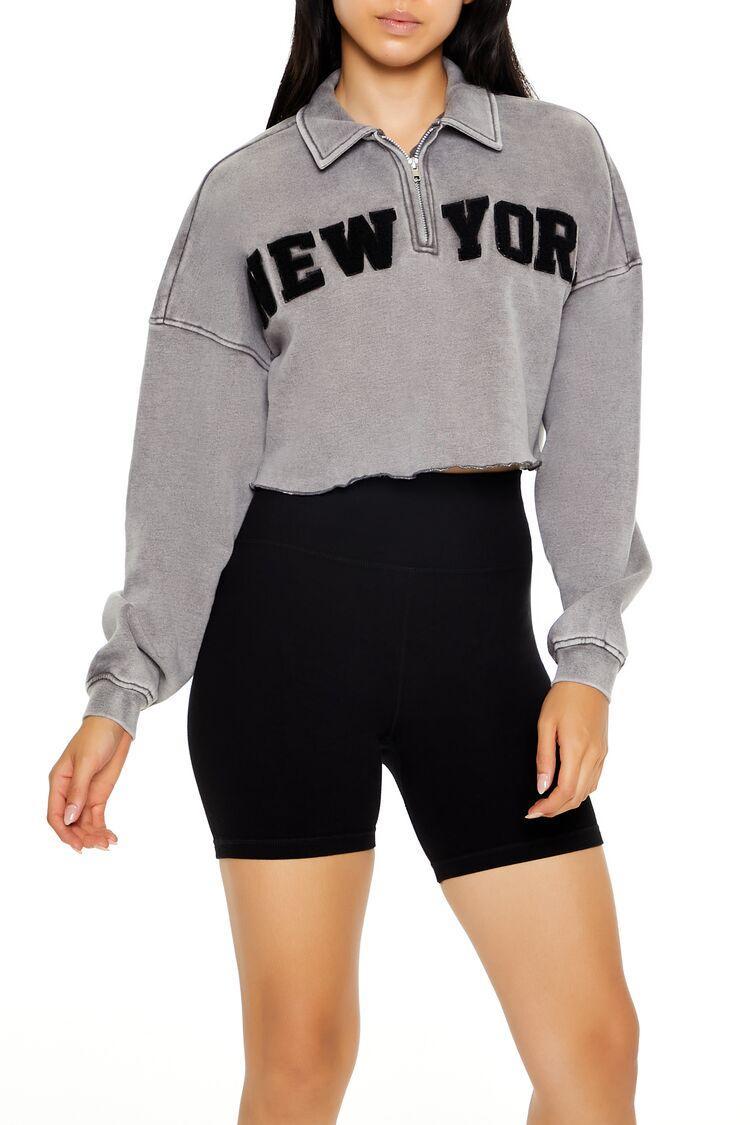 New York Half-Zip Cropped Pullover | Forever 21 Product Image