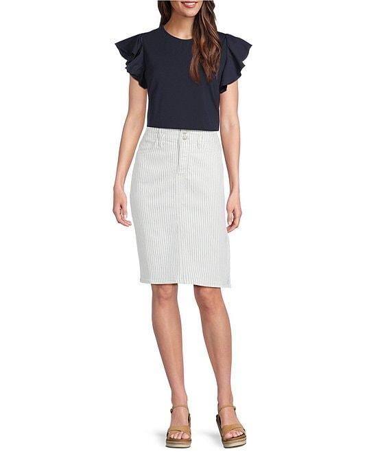 NYDJ Hollywood High Waist 4-Pocket Style Stripe A-Line Skirt Product Image