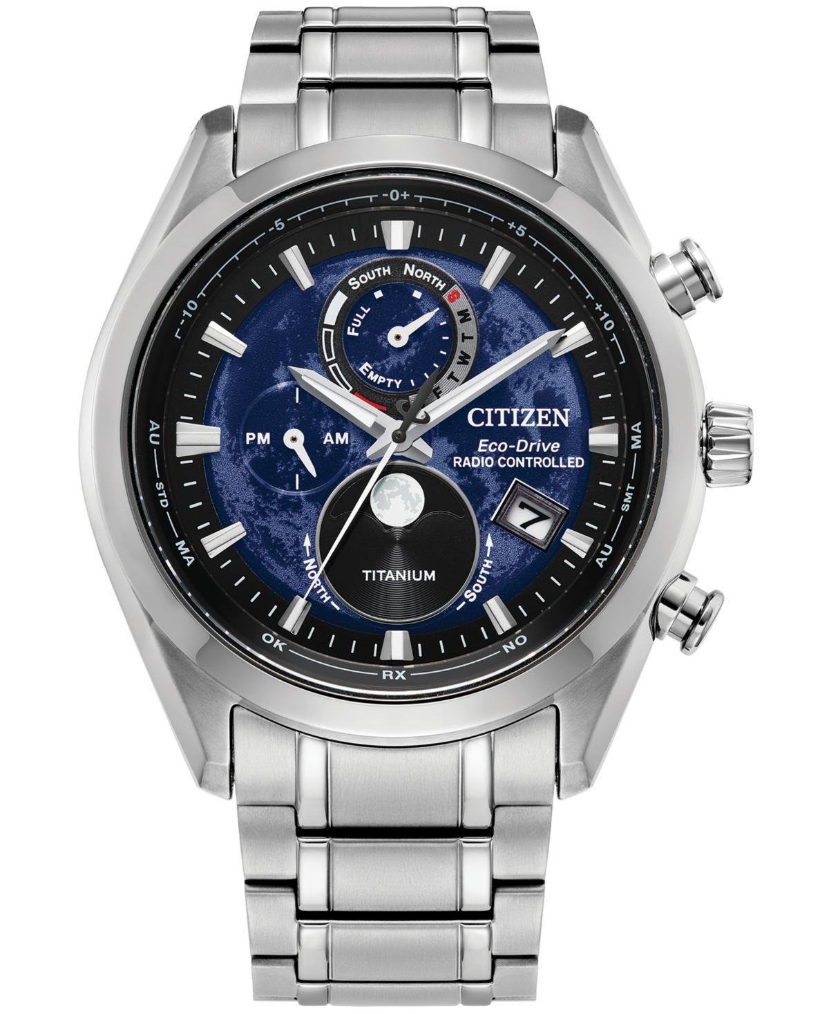 Citizen Mens Red Dial Eco-Drive Water Resistance Titanium Bracelet Watch Product Image