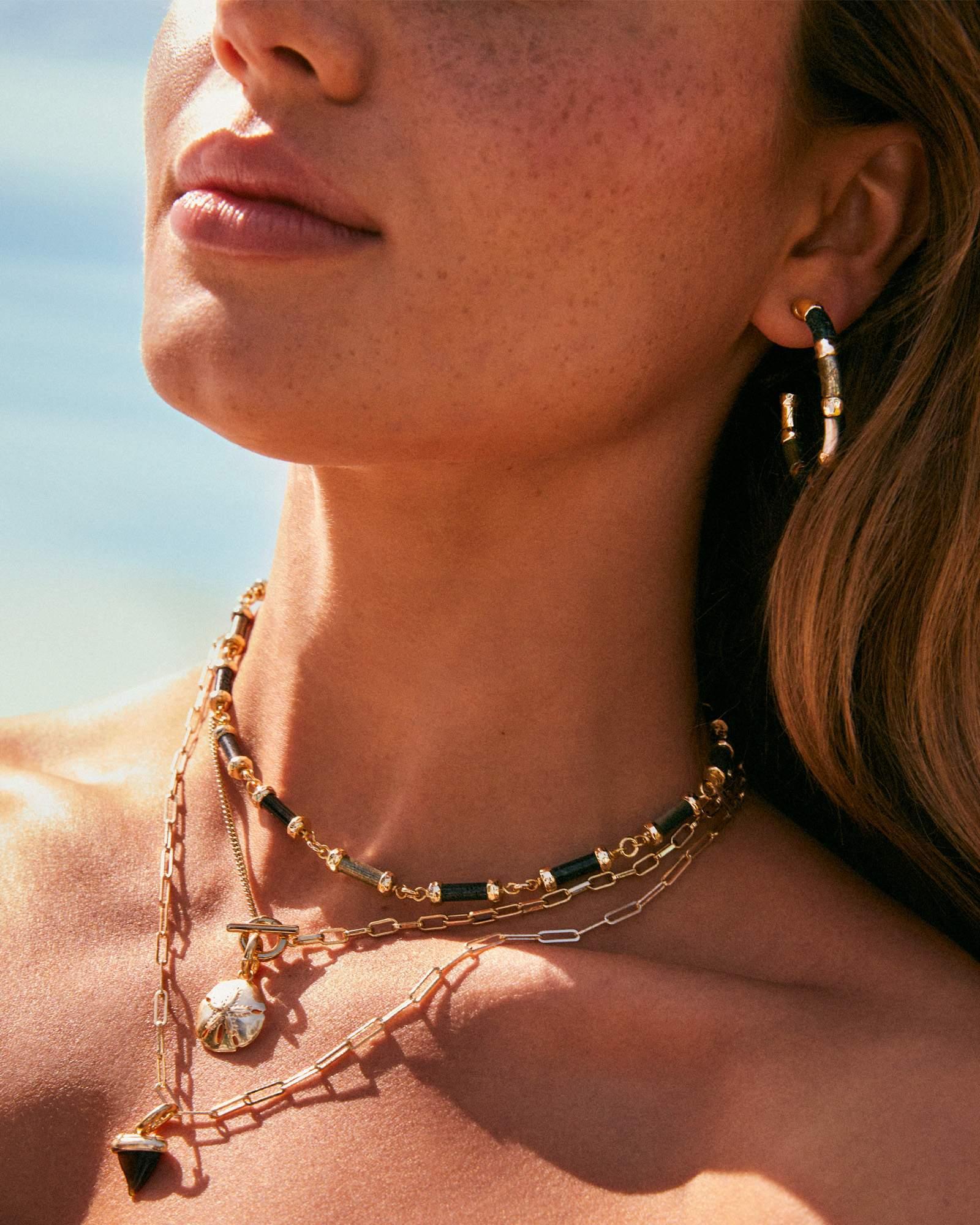 Gigi Gold Strand Necklace in Black Mix Product Image