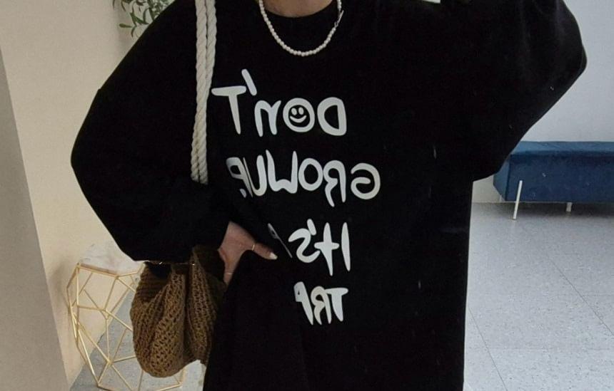Round Neck Lettering Mesh Panel Mini Sweatshirt Dress Product Image