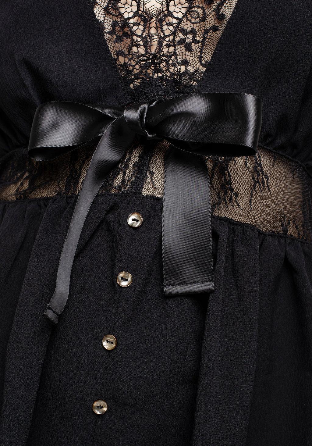 Mortuary Lace Button Up Mini Dress Product Image