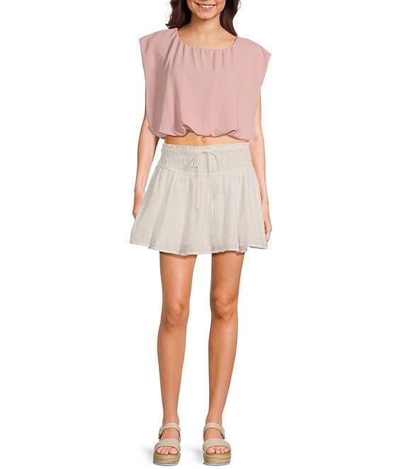 Blu Pepper Tie Front Mini Ruffle Skirt Product Image