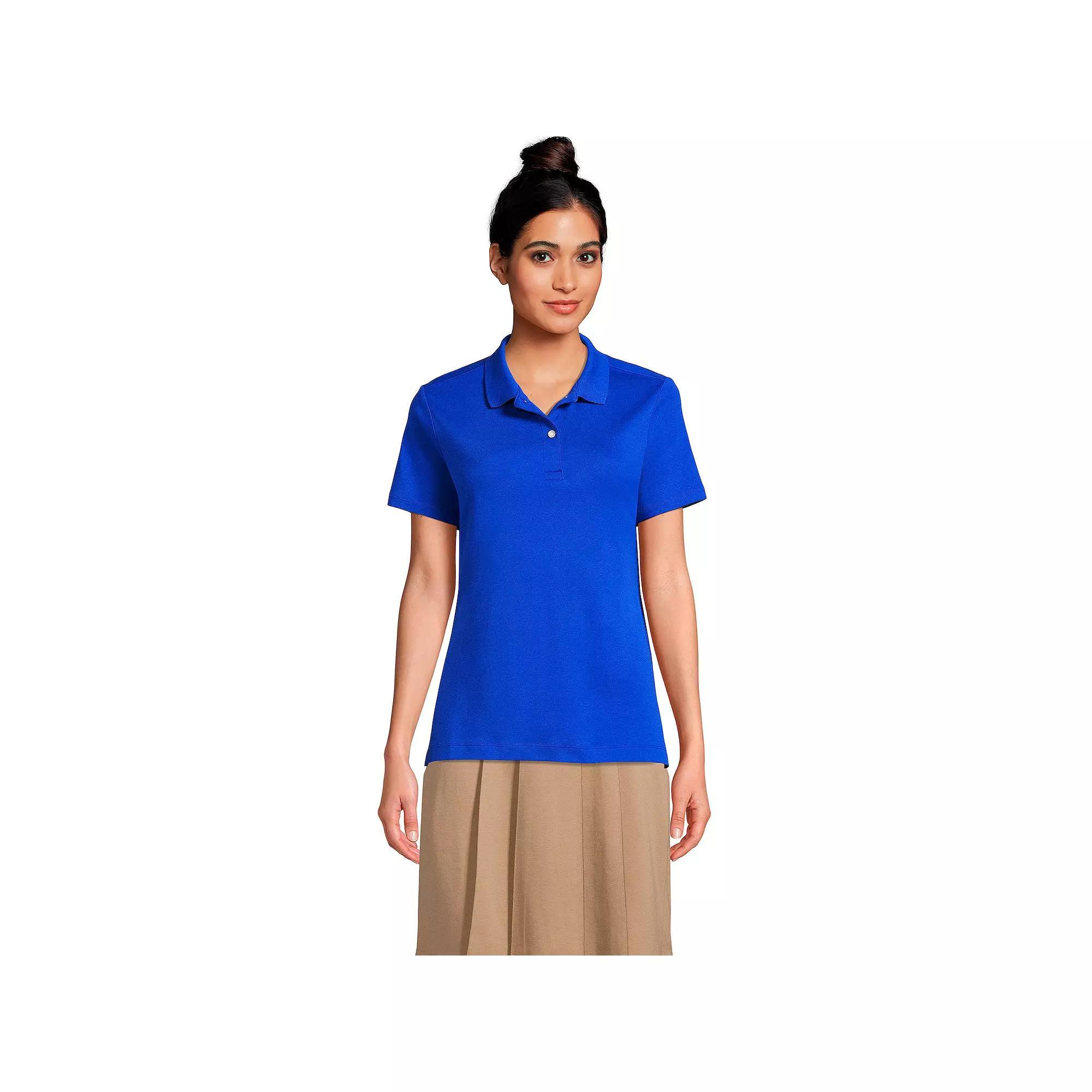 Womens Lands End School Uniform Short Sleeve Interlock Polo Shirt Product Image