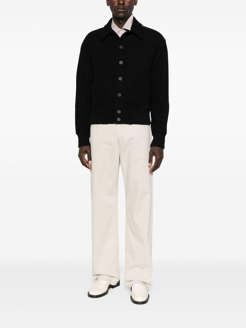 button-fastening ribbed-hem jacket Product Image