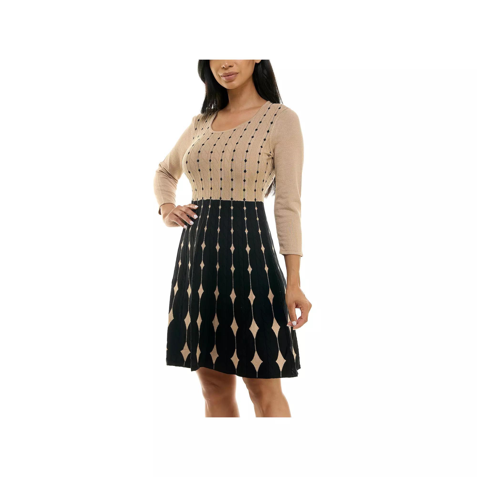 Women's Nina Leonard Fit & Flare Sweater Dress, Size: Medium, Black Product Image